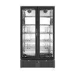 Hűtővitrin álló 10 polccal dupla üvegajtóval 420 literes belül rozsdamentes LED világítással ipari