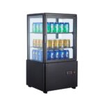 Bemutató hűtővitrin négy oldalról üvegezett 58 liter fekete ipari