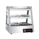 Bemutató melegentartó vitrin pultra helyezhető egyenes üveges, fém tetővel, 120 cm széles