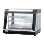 Bemutató melegentartó vitrin,elől-hátul tolóajtóval, 3 polccal, 136 literes 90 cm széles