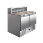 Pizzapult ipari hűtő 2 ajtós gránit fedlappal 5xGN1/6 edényhellyel 257 liter