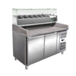 Pizzapult hűtött 2 ajtós gránitlapos oldal kompresszoros 6xGN1/3-os feltéthűtővel