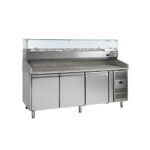 Pizzapult hűtött 3 ajtós, gránit fedlappal 9xGN1/3-es feltéthűtővel