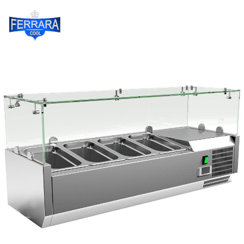 02040100003 Feltéthűtő ipari 100 cm-es 4xGN1/4-es, leheletvédő üveggel - Image 1