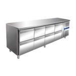 Hűtött munkaasztal 8 fiókos oldalsó aggregáttal ipari