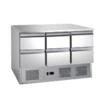 Hűtött munkaasztal 6 fiókos 400 liter alsó aggregáttal vendéglátó ipari