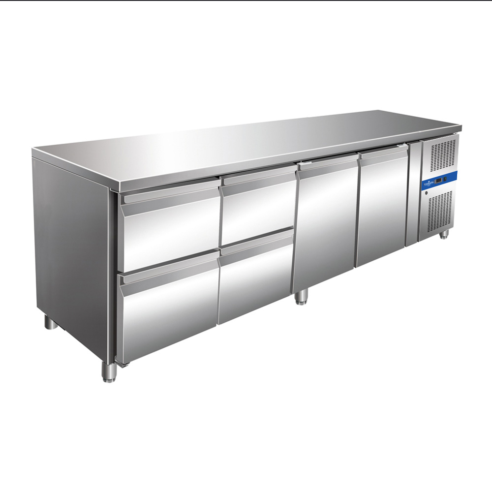 02050000059 Hűtött munkaasztal 2 ajtós 4 fiókos 223x70 cm - Image 1