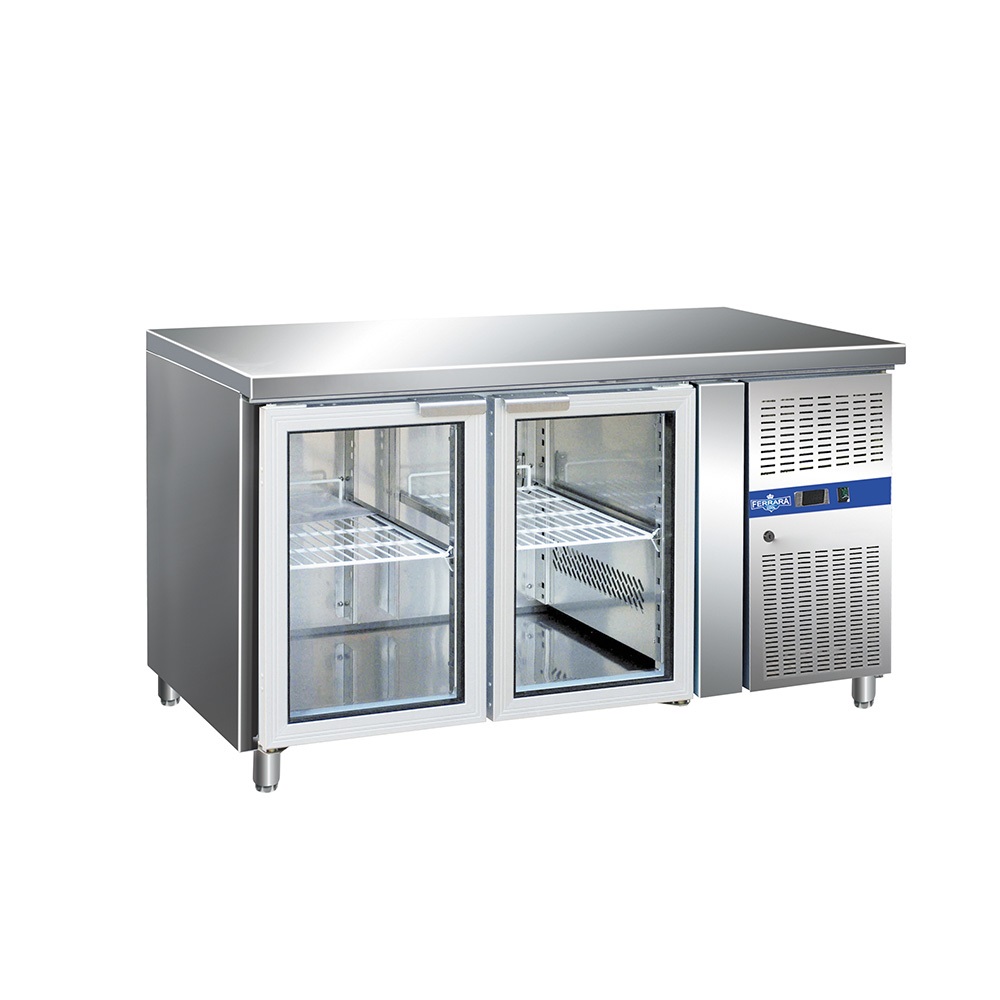 02050100006_26951 (1) Hűtött munkaasztal 2 üvegajtós 314 liter oldalaggregáttal ipari - Image 1
