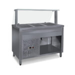 Hűtőpult 3xGN1/1 egyenes üveges felépítménnyel 1150 mm ipari