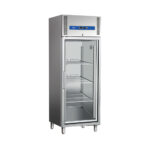 Hűtőszekrény álló 700 literes üvegajtós, 3 db GN 2/1 polccal rozsdamentes ipari