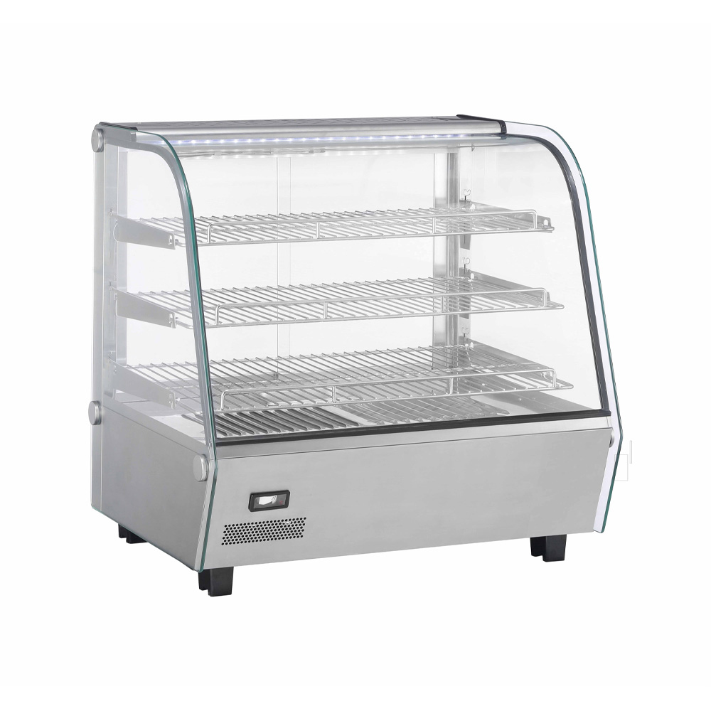 08000000020 Bemutató melegentartó vitrin pultra helyezhető hajlított üveges 120 L-es ipari - Image 1