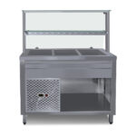 Hűtőpult 3xGN1/1 egyenes üveges felépítménnyel köztes üvegpolccal 1150 mm ipari - Image 2