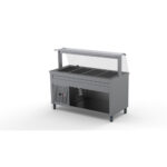 Hűtőpult 4xGN1/1 egyenes üveges felépítménnyel köztes üvegpolccal 1500 mm ipari