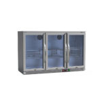 Bárhűtő 3 nyíló üvegajtós LED világítással rozsdamentes külső-belső ipari