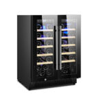 Borhűtő vitrin kétajtós kétzónás 128 liter 10 fa polcos beépíthető ipari - Image 2