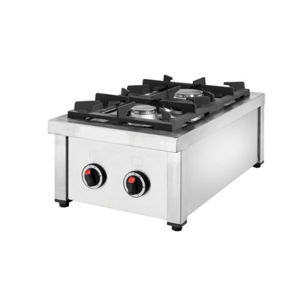 07050000007 Tűzhely gázüzemű 2 égős vendéglátó ipari asztali őrlánggal 700Sr - Image 1