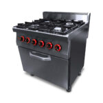 Tűzhely vendéglátó ipari gázüzemű 4 égős GN1/1 elektromos sütővel őrlánggal 700Sr