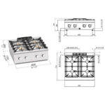 Tűzhely gázüzemű 4 égős asztali, 700Sr - Image 2