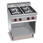 Tűzhely ipari gázüzemű 4 égős GN2/1 gázüzemű sütővel főzősorba őrlánggal 900Sr