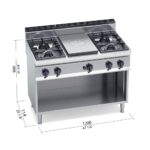 Tűzhely gázüzemű 4 égős francialapos főzősorba illeszthető - Image 2