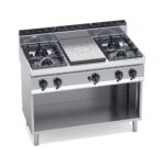 Tűzhely gázüzemű 4 égős francialapos főzősorba illeszthető