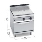 Tűzhely gázüzemű francialapos GN2/1 gázüzemű sütővel, főzősorba illeszthető - Image 2