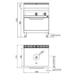 Tűzhely gázüzemű francialapos GN2/1 gázüzemű sütővel, főzősorba illeszthető - Image 3