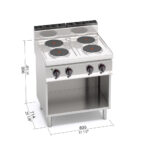 Tűzhely elektromos 4 főzőlapos sütő nélkül főzősorba illeszthető ipari 700Sr - Image 2