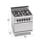 Tűzhely gázüzemű 4 égős elektromos sütővel főzősorba illeszthető ipari 700Sr - Image 2