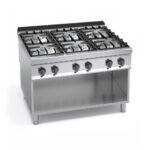 Tűzhely gázüzemű 6 égős sütő nélkül főzősorba illeszthető ipari 900Sr
