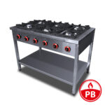 PB" Tűzhely gázüzemű ipari 6 égős lábon álló őrlánggal 900Sr