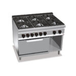 Tűzhely gázüzemű 6 égős elektromos sütővel főzősorba illeszthető ipari 900Sr