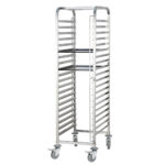 Tálcatartó kocsi 15 szintes 60×40 es méret állvány pékipari méret fékezhető kerekekkel