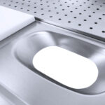 Húsmosó asztal, műanyag vágólappal, ledobóval 1200x700x850 - Image 2