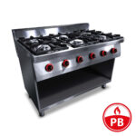 PB" Tűzhely ipari gázüzemű 6 égős sütő nélkül főzősorba illeszthető őrlánggal 700Sr