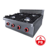 PB" Tűzhely gázüzemű ipari 4 égős őrlánggal, főzősorba illeszthető asztali 700Sr