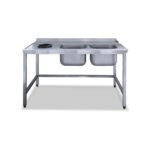 Befutóasztal 2 medencével, moslékolóval, átfutó kalapos rendszerű mosogatógéphez, balról-jobbra - Image 2